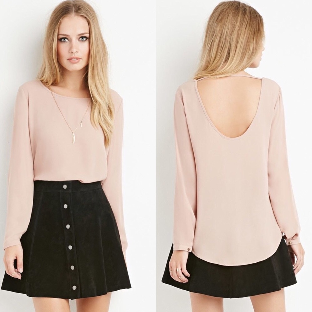 Cutout-back pink blouse